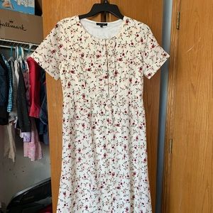 white and red floral maxi dress